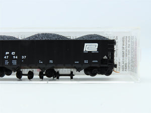 N Micro-Trains MTL #108140 PC Penn Central 3-Bay Hopper w/ Coal Load #479437
