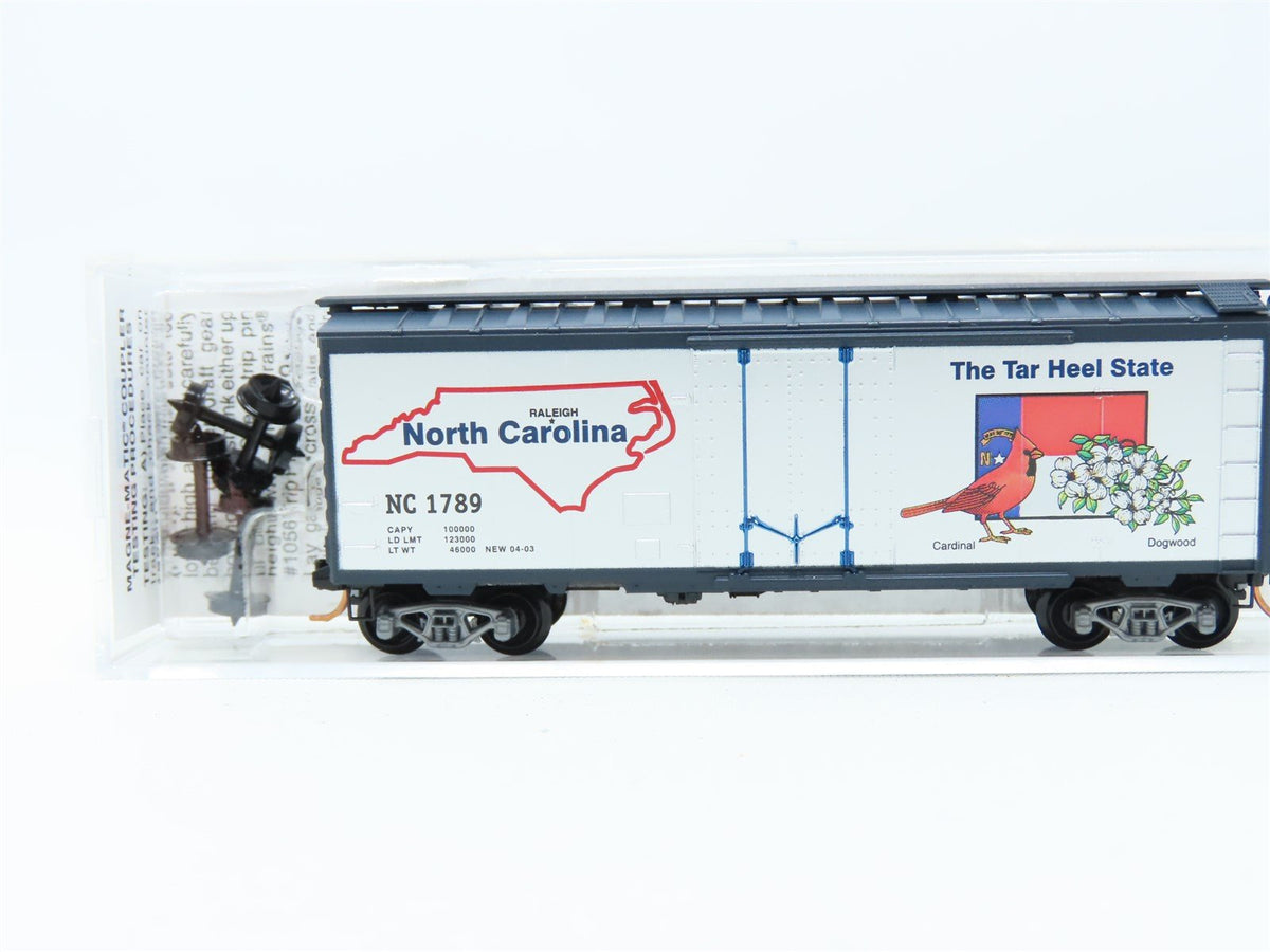 N Micro-Trains MTL 21350 NC North Carolina State Car 40&#39; Plug Door Box Car #1789