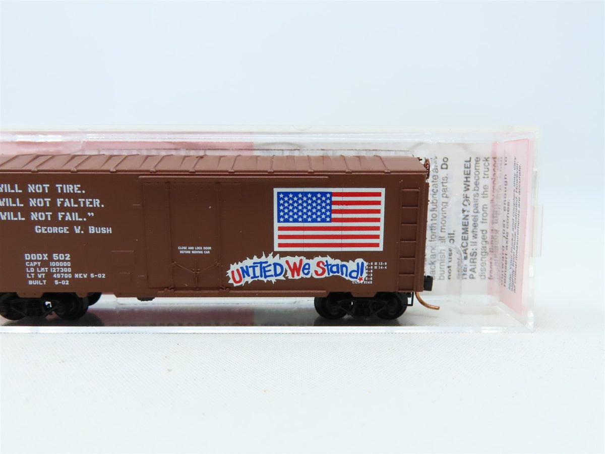N Scale Micro-Trains MTL NSC DODX United We Stand 40&#39; Plug Door Box Car #502