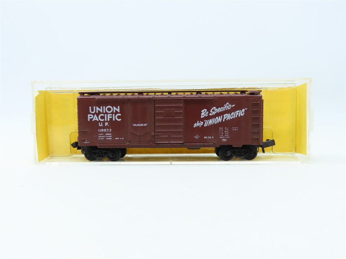 N Kadee Micro-Trains MTL 22080-1 UP &quot;Be Specific&quot; 40&#39; Boxcar 110023 - Blue Label