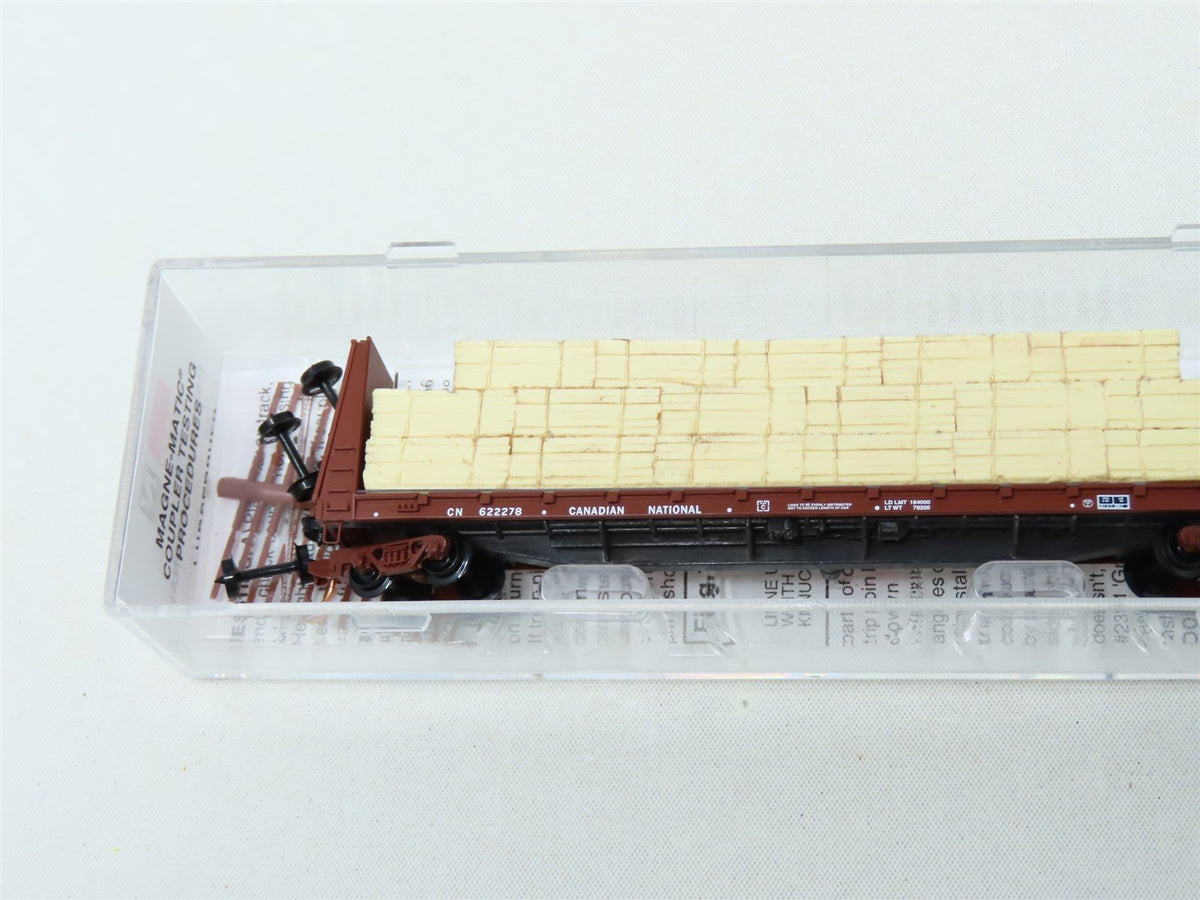 N Micro-Trains MTL #54140 CN Canadian National Bulkhead Flat Car w/ Lumber Load