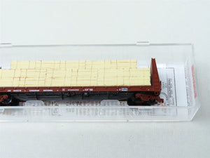 N Micro-Trains MTL #54140 CN Canadian National Bulkhead Flat Car w/ Lumber Load