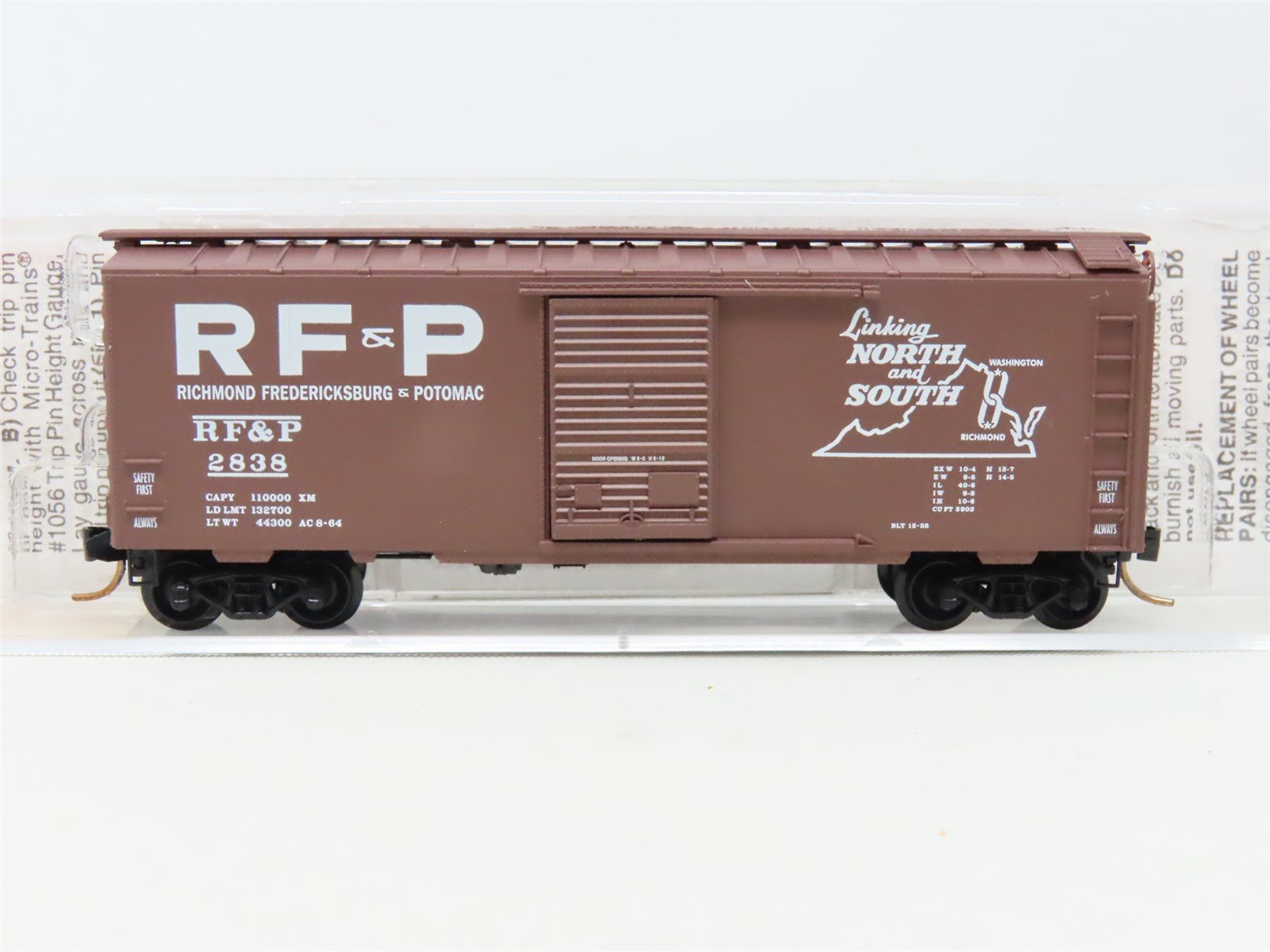 N Micro-Trains MTL 20516 RF&P Richmond Fredericksburg & Potomac 40' Box Car 2838