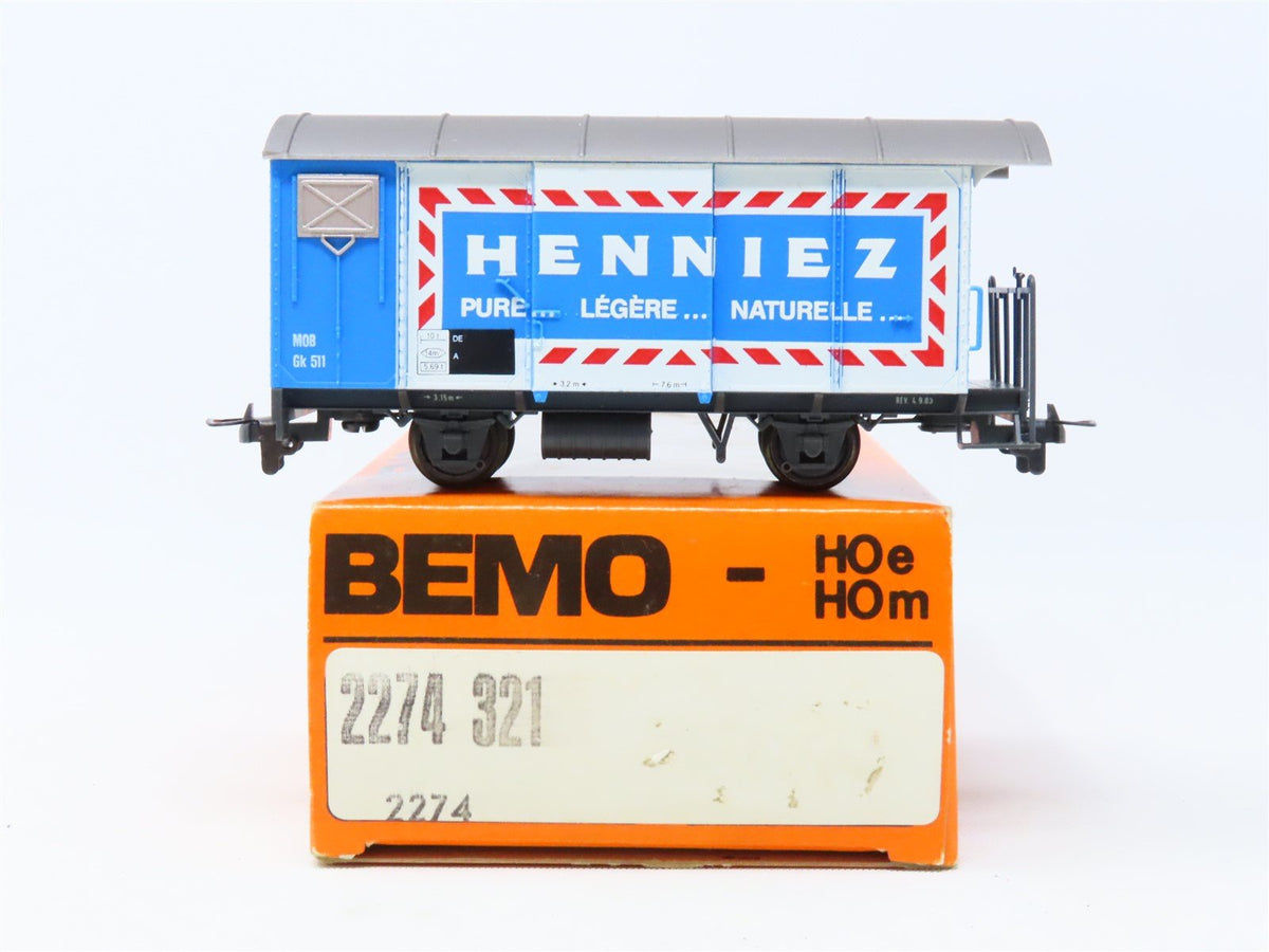 HOm Scale Bemo 2274-321 MOB Montreux Oberland Bernois &quot;Henniez&quot; Box Car #511