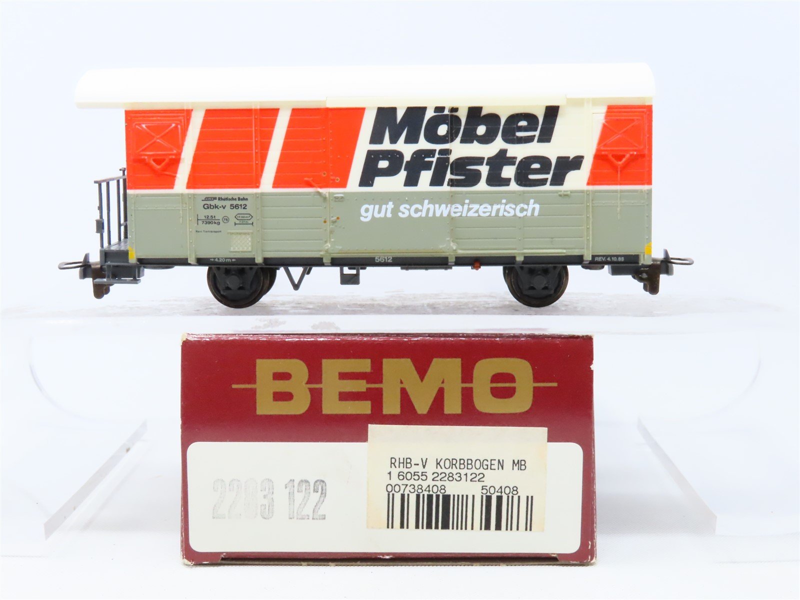 HOm Scale Bemo 2283-122 RhB Rhaetian Railway "Möbel Pfister" Box Car #5612