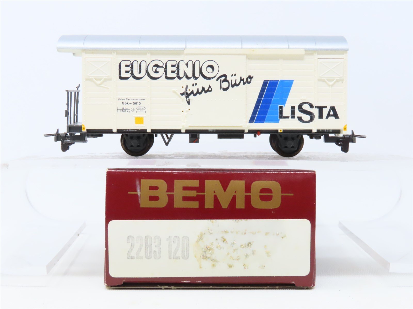 HOm Scale Bemo 2283-120 LISTA AG Eugenio "for the Office" Box Car #5610