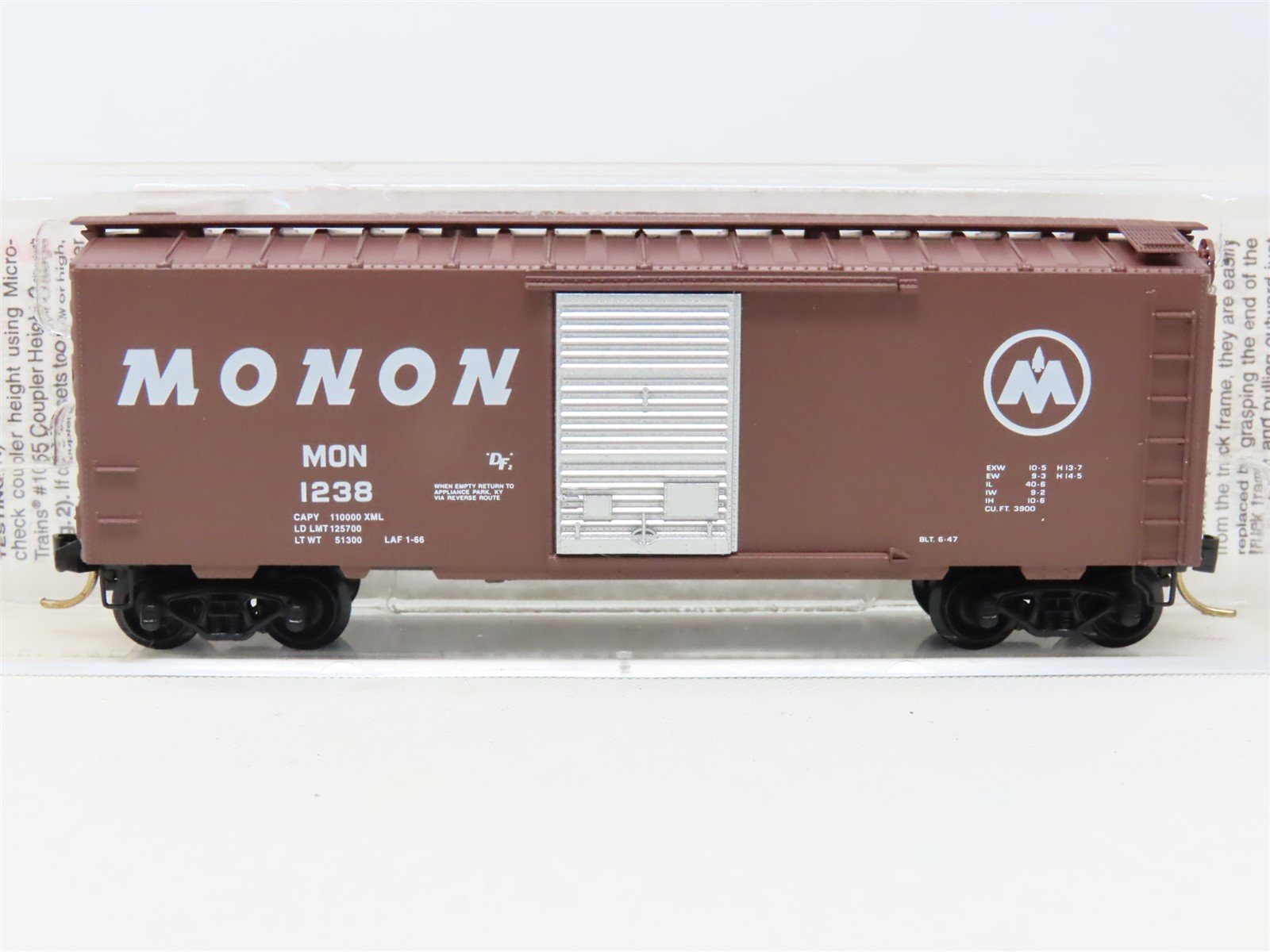 N Scale Micro-Trains MTL 20770 MON Monon 40' Single Door Box Car #1238