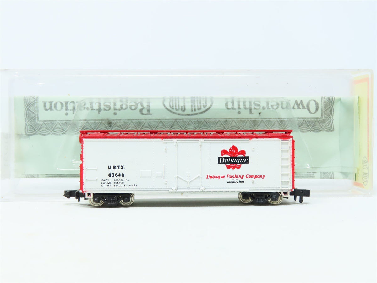 N Scale Con-Cor 1051-M URTX Dubuque Packing Company 40&#39; Steel Reefer #63648