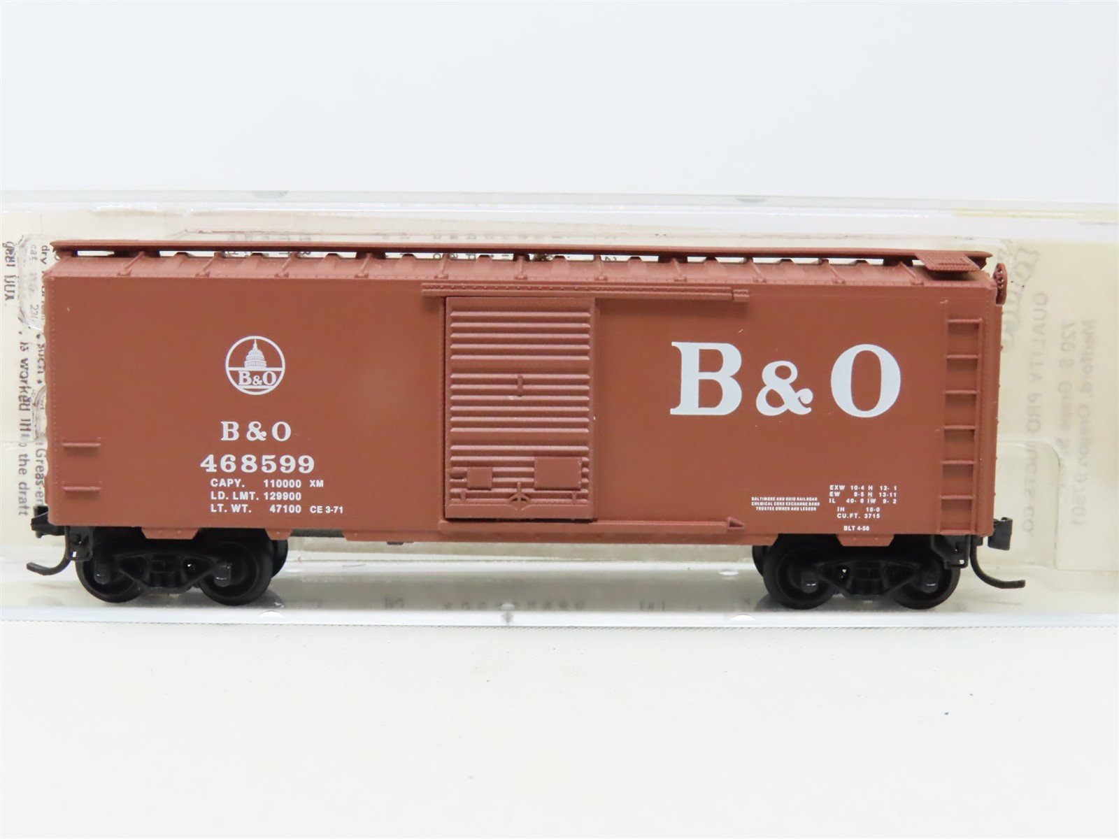 N Scale Kadee Micro-Trains MTL 20312 B&O Baltimore & Ohio 40' Box Car #468599