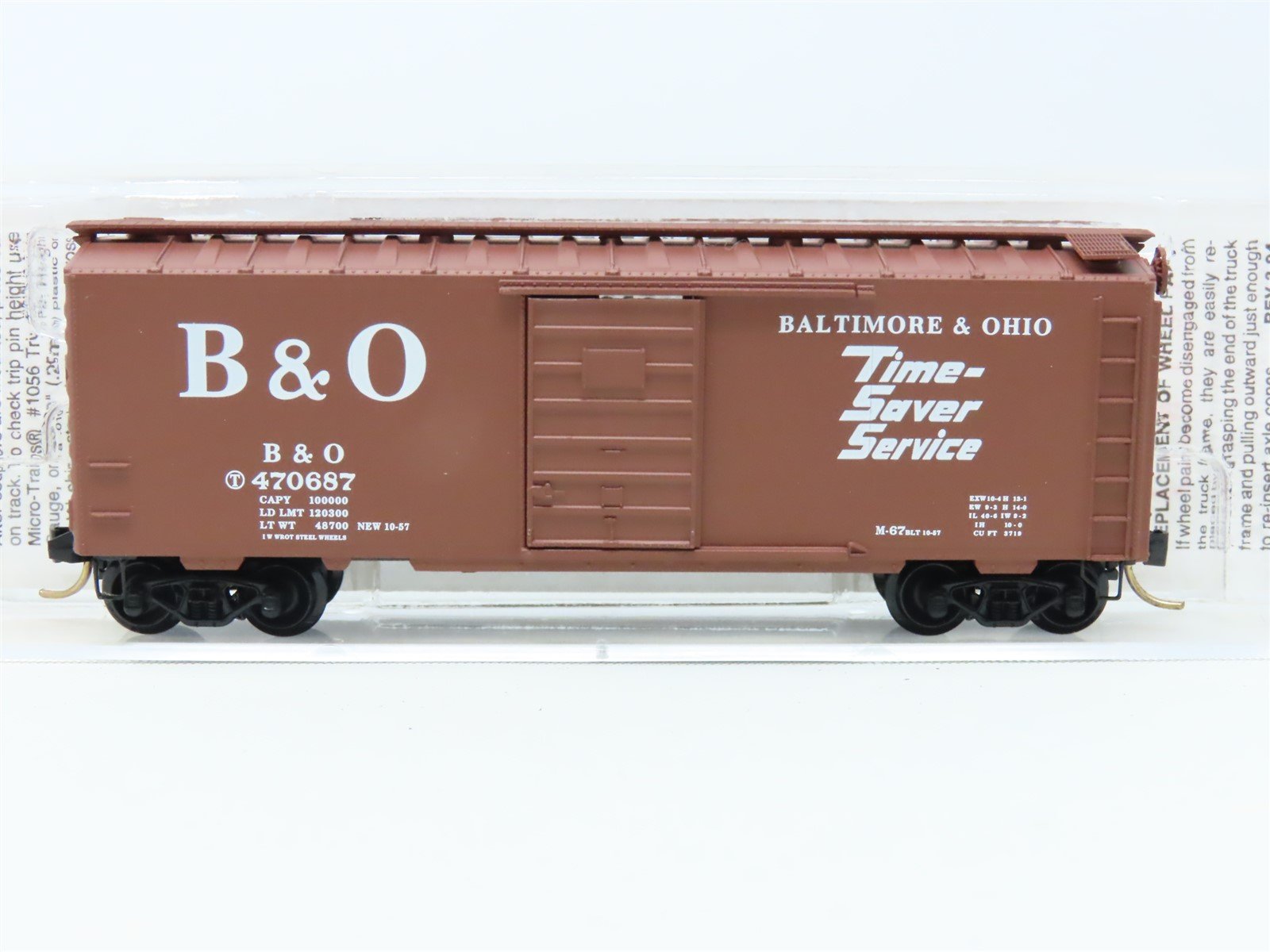 N Micro-Trains MTL 20346 B&O Baltimore & Ohio "Time Saver" 40' Box Car #470687