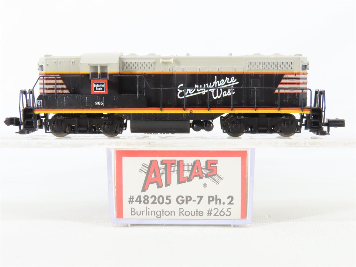 N Scale Atlas 48205 CB&amp;Q Burlington Route &quot;Everywhere West&quot; EMD GP7 Diesel #265