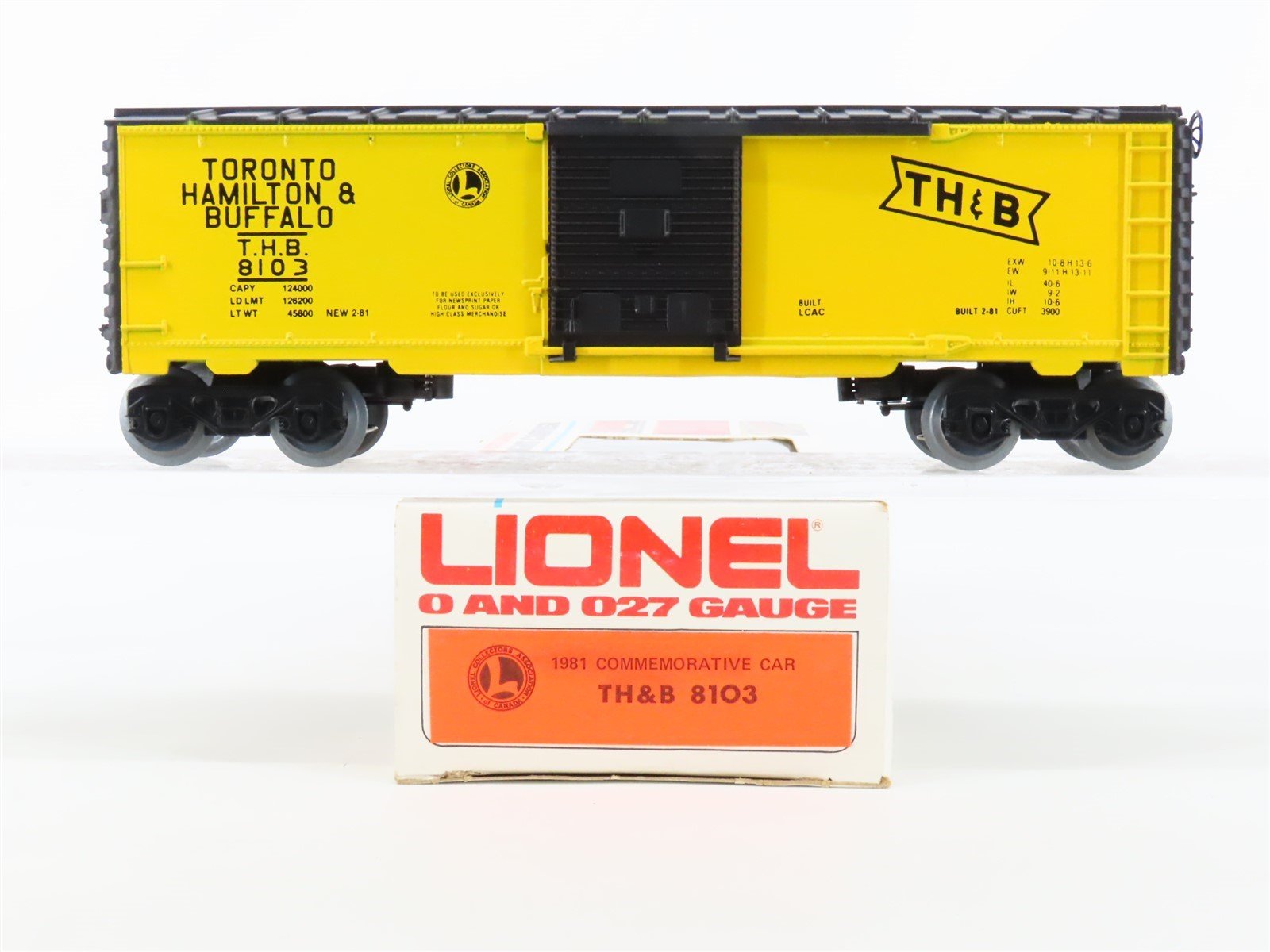 O/O27 3-Rail Lionel #8103 LCAC 1981 Commemorative TH&B Boxcar 8103 1 of 200 RARE