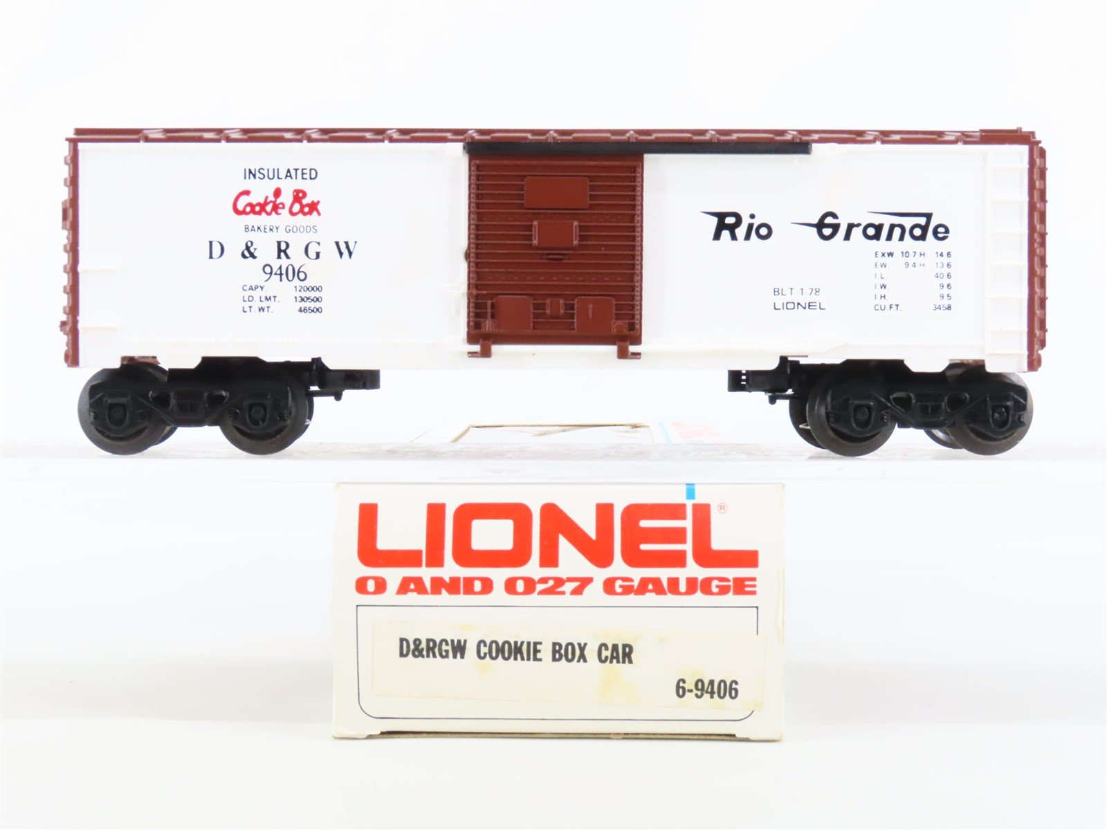 O/O27 Gauge 3-Rail Lionel #6-9406 D&RGW Rio Grande "Cookie Box" Box Car #9406