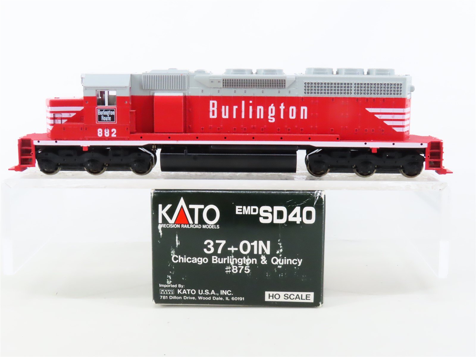 HO Scale KATO 37-01N CB&Q Burlington Route EMD SD40 Diesel Locomotive #882