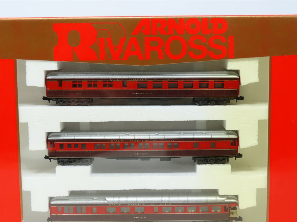 N Scale Arnold Rivarossi #0564 GM&amp;O Gulf Mobile &amp; Ohio 3-Car Passenger Set