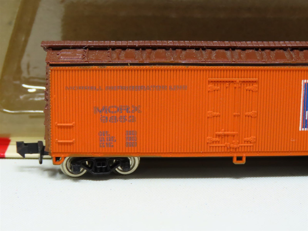 N Scale Con-Cor 1351-P MORX Morrell Meats 40&#39; Wood Sheathed Reefer #9852