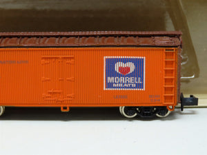 N Scale Con-Cor 1351-P MORX Morrell Meats 40' Wood Sheathed Reefer #9852