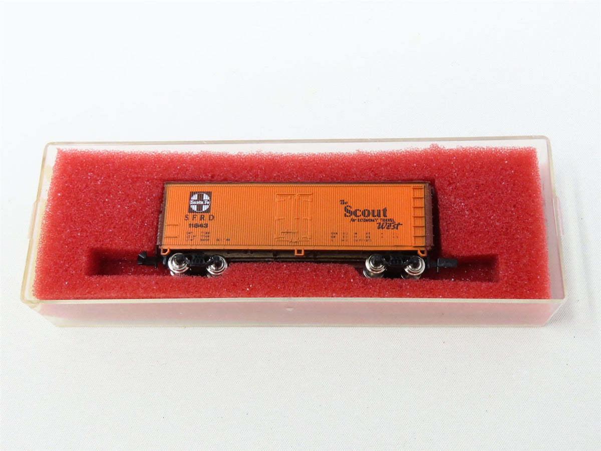 N Scale Con-Cor SFRD Santa Fe &quot;The Scout&quot; 40&#39; Wood Reefer #11843