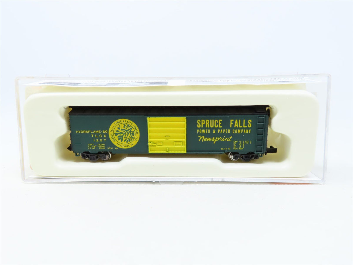 N Scale Con-Cor 0001-01451B TLCX Spruce Falls 50&#39; Panel Door Box Car #1207