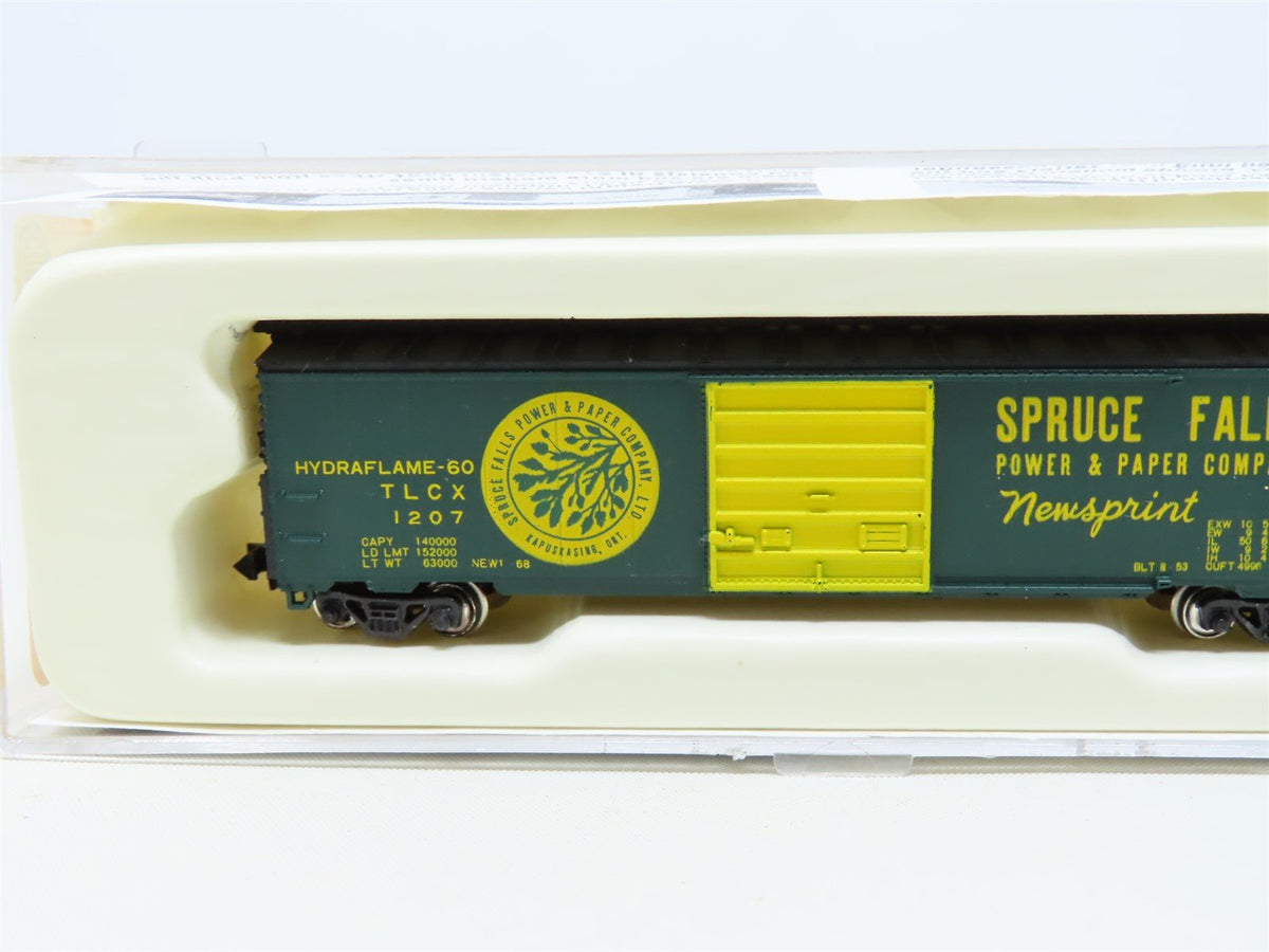 N Scale Con-Cor 0001-01451B TLCX Spruce Falls 50&#39; Panel Door Box Car #1207