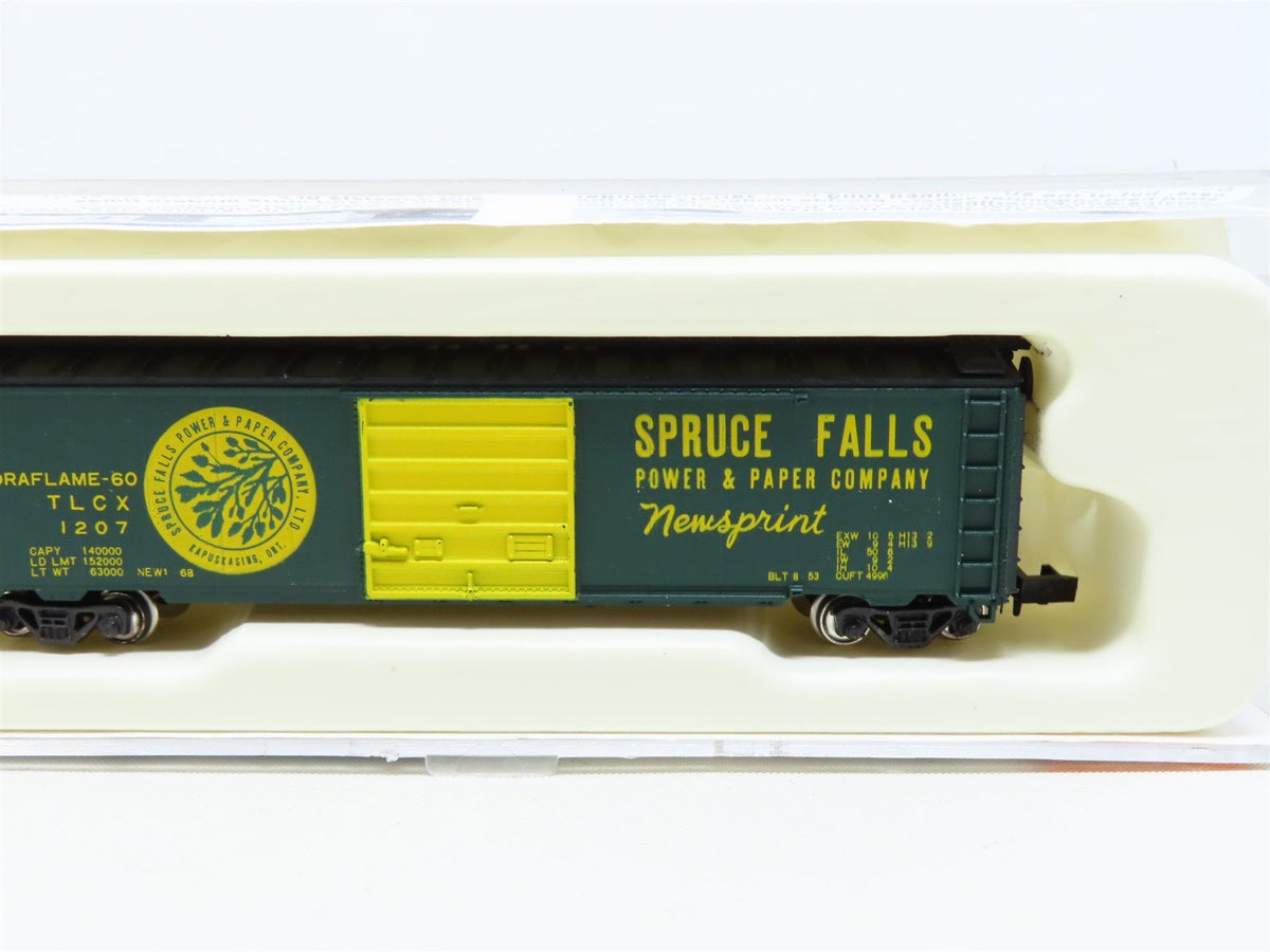 N Scale Con-Cor 0001-01451B TLCX Spruce Falls 50&#39; Panel Door Box Car #1207