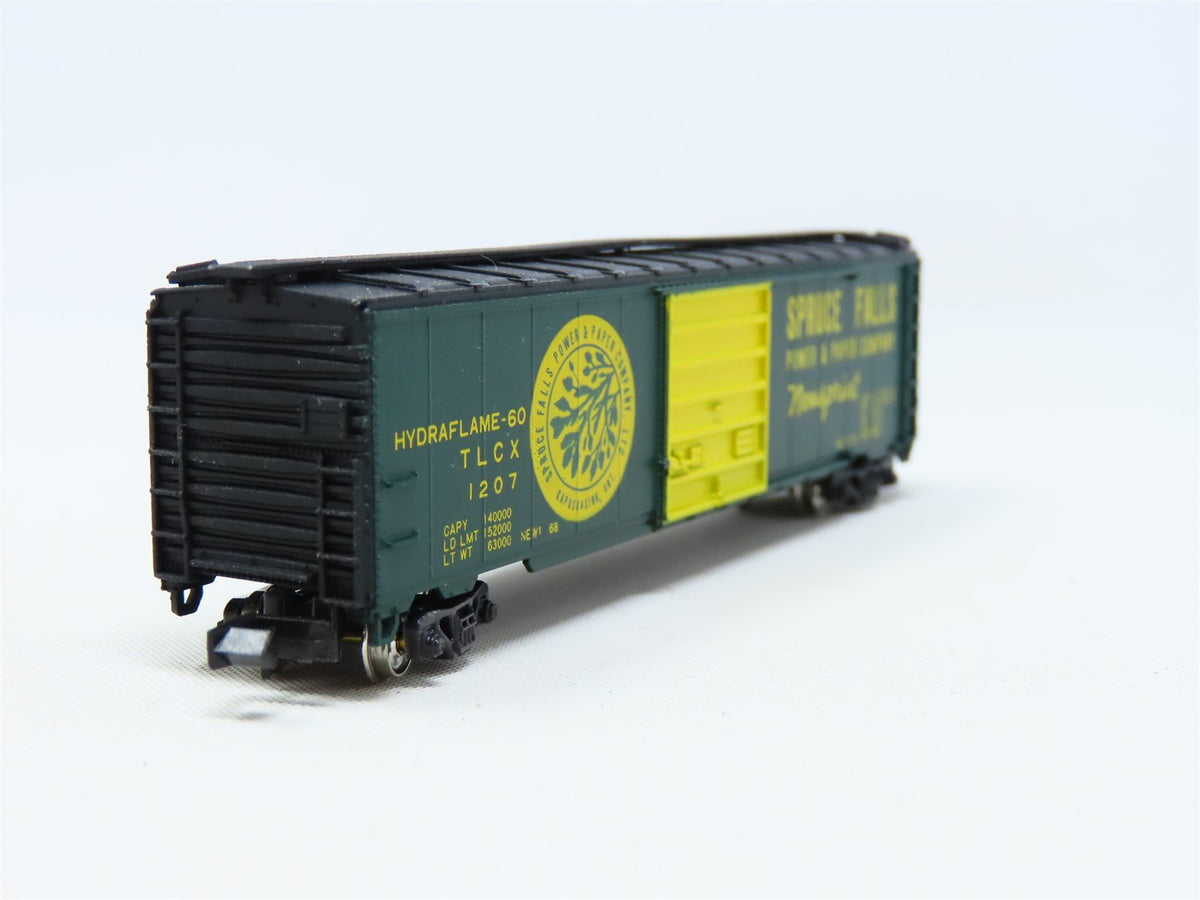 N Scale Con-Cor 0001-01451B TLCX Spruce Falls 50&#39; Panel Door Box Car #1207