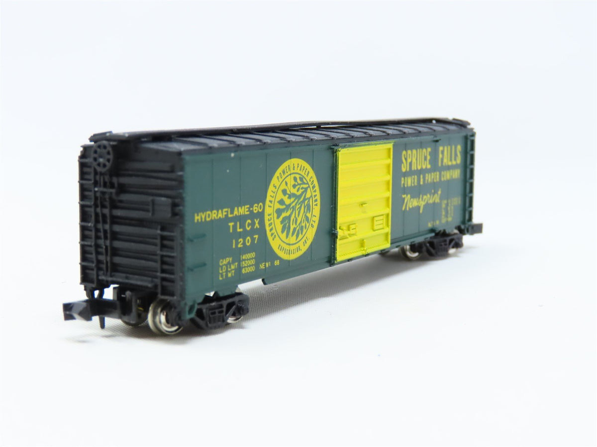 N Scale Con-Cor 0001-01451B TLCX Spruce Falls 50&#39; Panel Door Box Car #1207