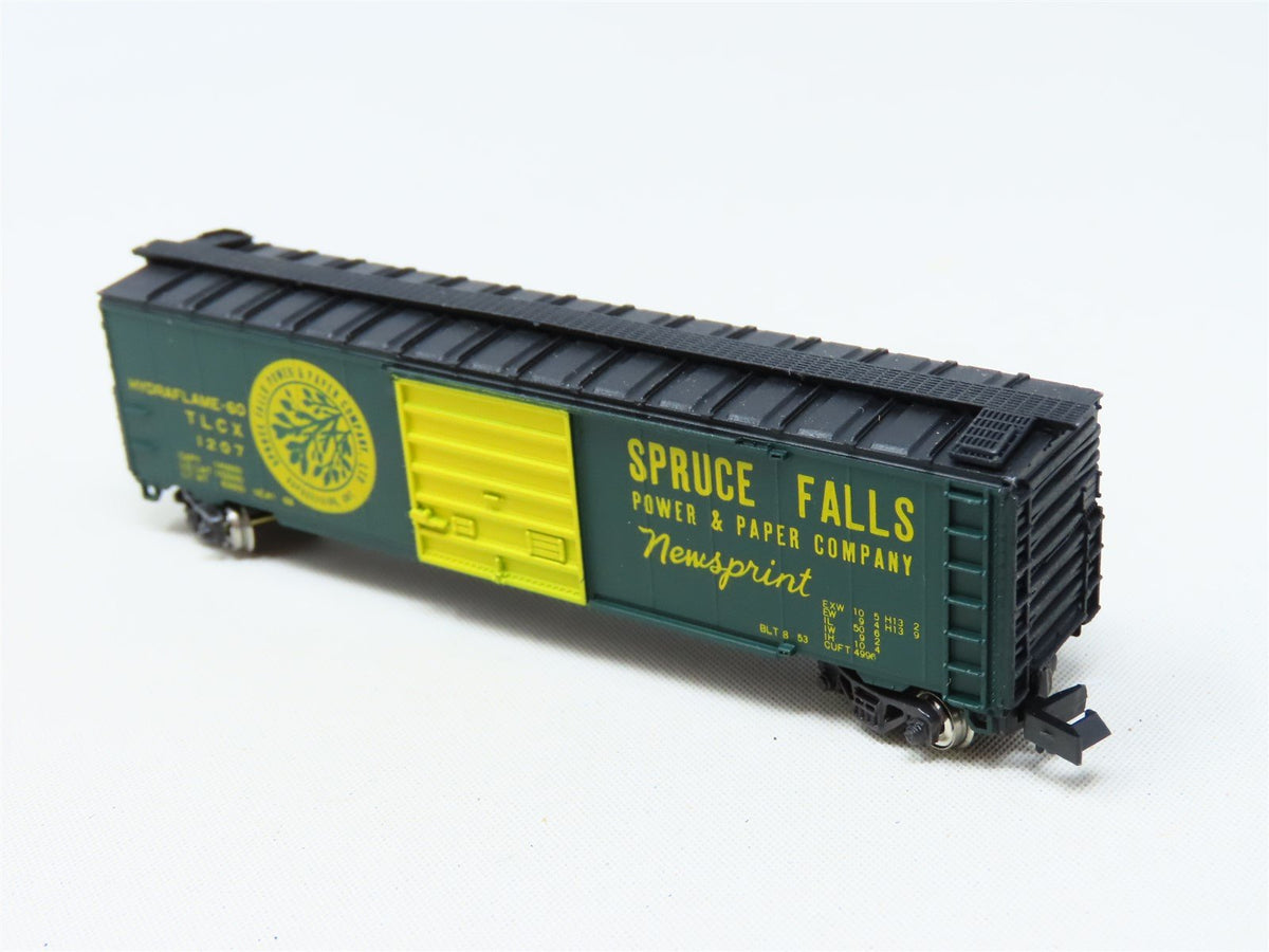 N Scale Con-Cor 0001-01451B TLCX Spruce Falls 50&#39; Panel Door Box Car #1207