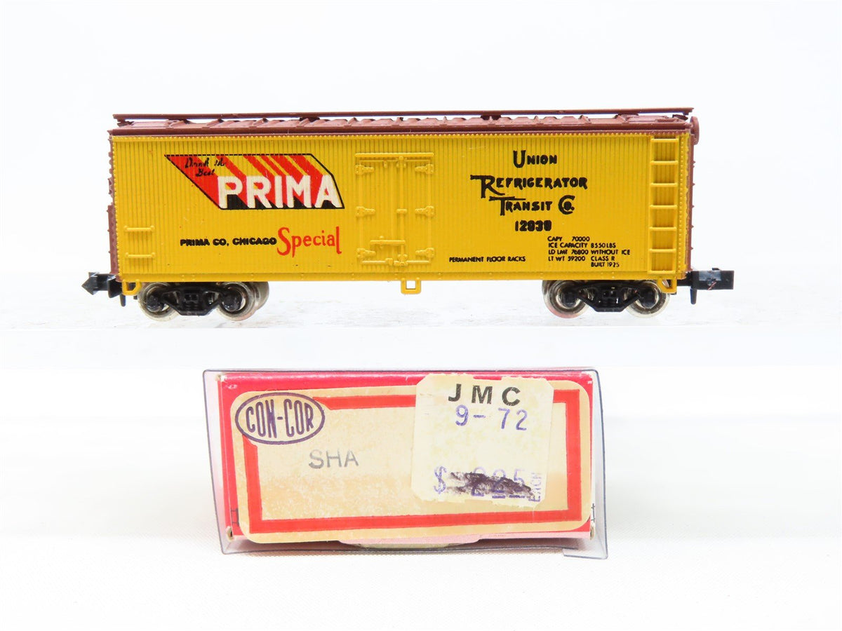 N Scale Con-Cor URTC Union Refrigerator Transit Co. Prima Wood Reefer #12939