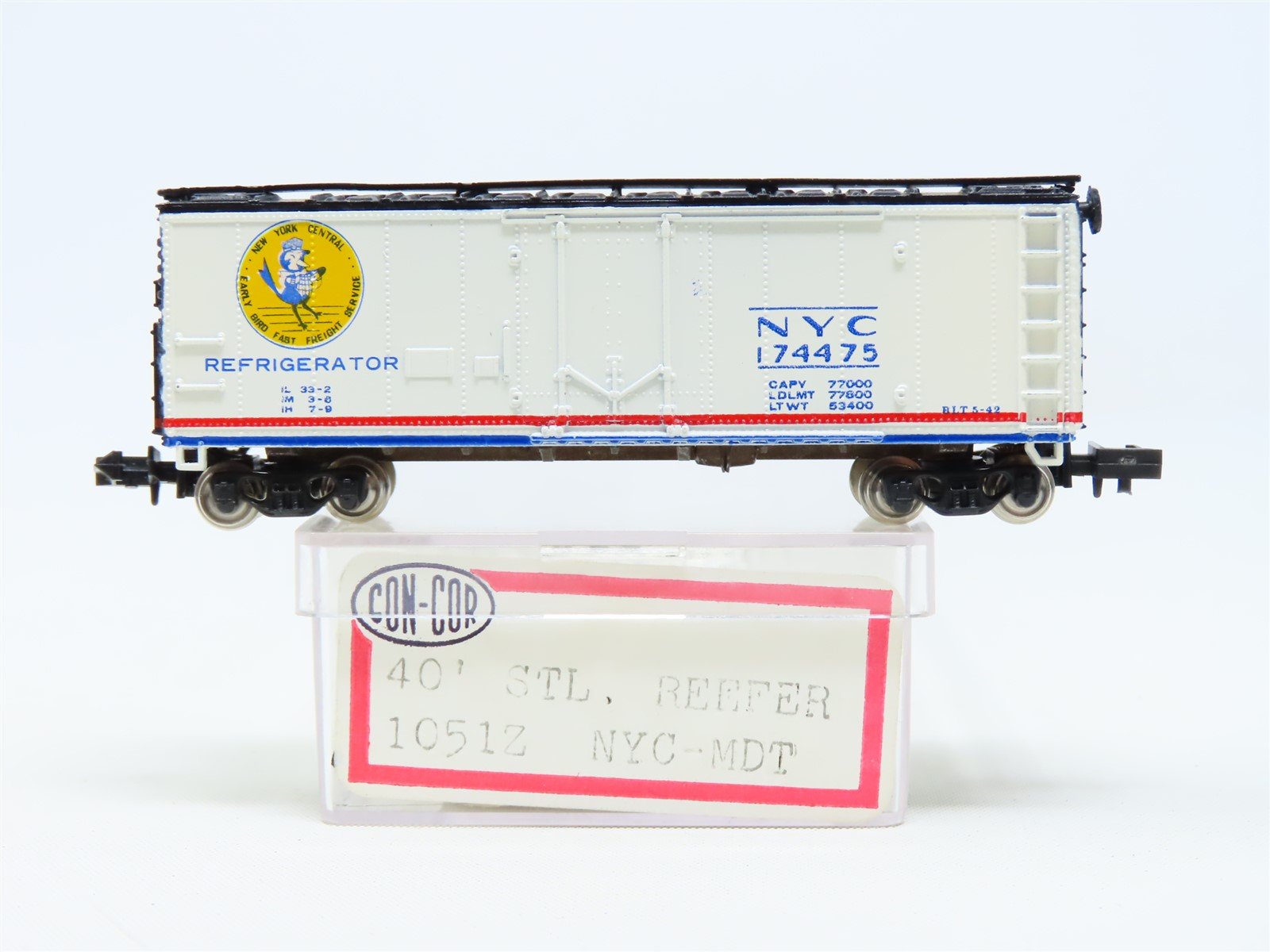 N Scale Con-Cor 1051Z NYC Early Bird Fast Freight Service Reefer #174475