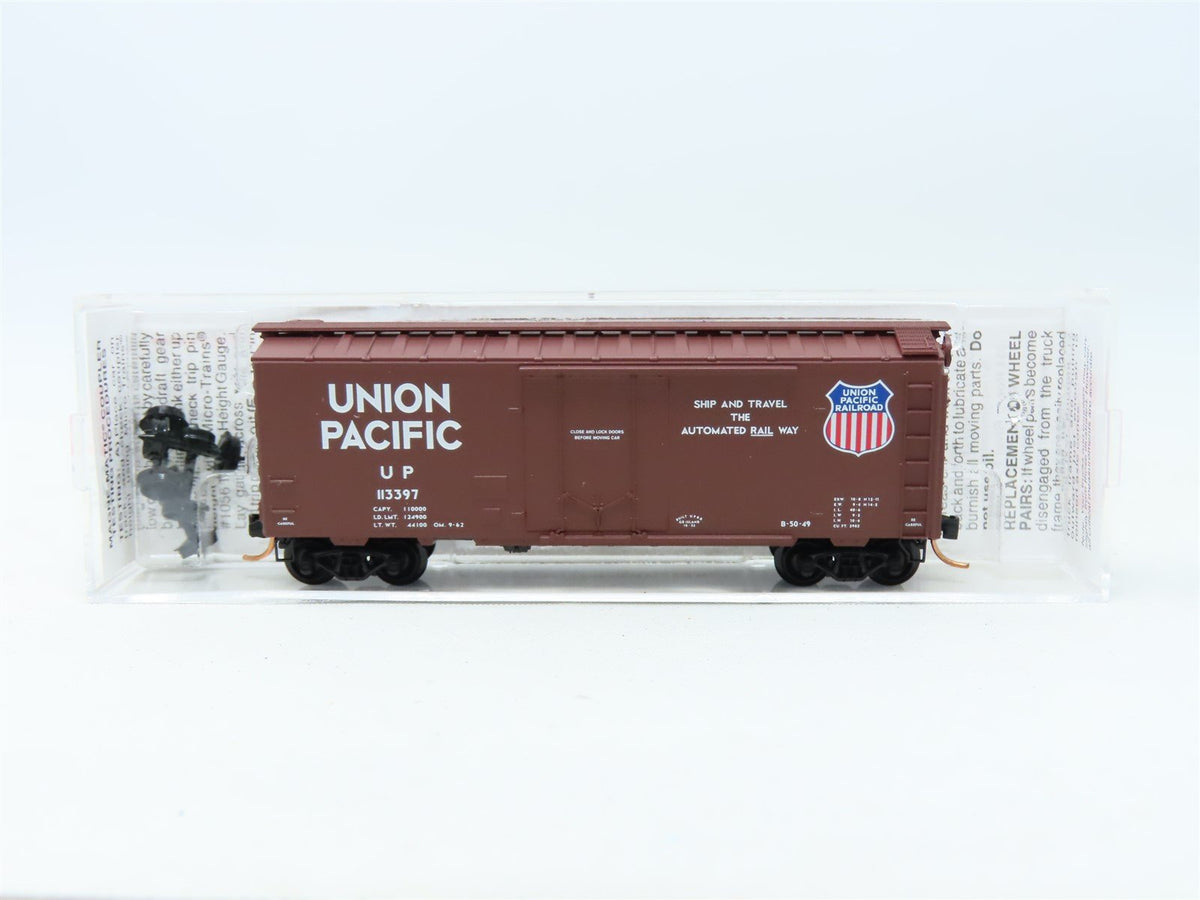 N Scale Micro-Trains MTL 21140 UP Union Pacific 40&#39; Plug Door Box Car #113397