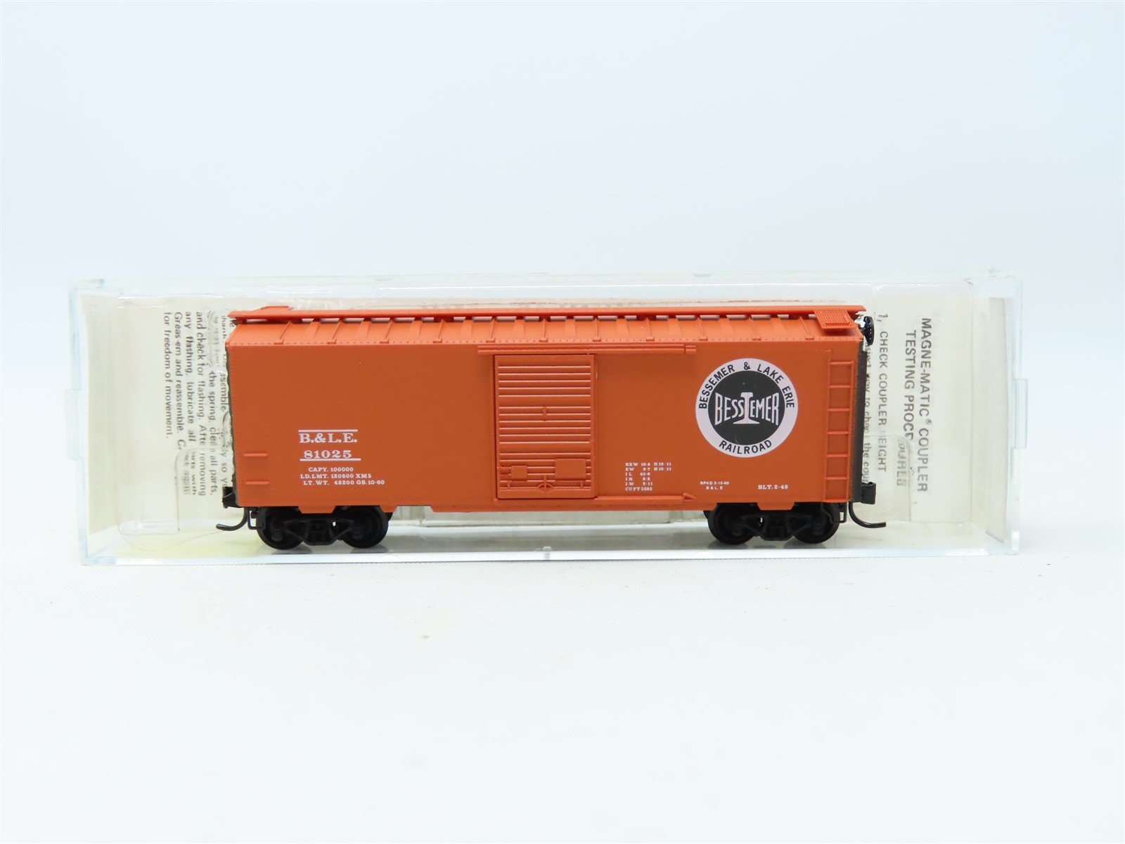 N Kadee Micro-Trains MTL #20940 B&LE Bessemer & Lake Erie 40' Box Car #81025