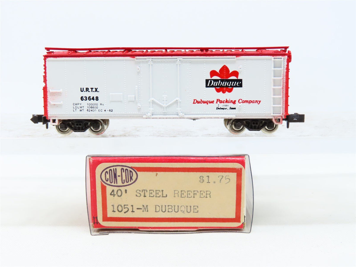 N Scale Con-Cor 1051-M URTX Dubuque Packing Company 40&#39; Reefer Car #63648