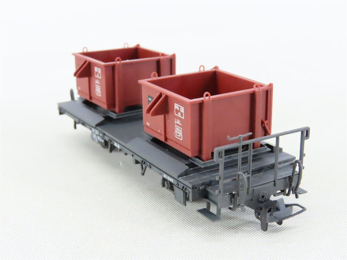 HOm Scale Bemo 2258 RhB Rhaetian Railway Flat Car #7357 w/Container Load