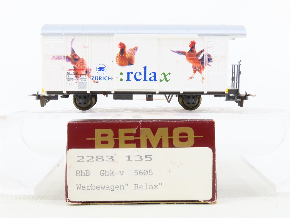 HOm Scale Bemo 2283-135 RhB Rhaetian Railway &quot;Relax&quot; Advertising Box Car #5605