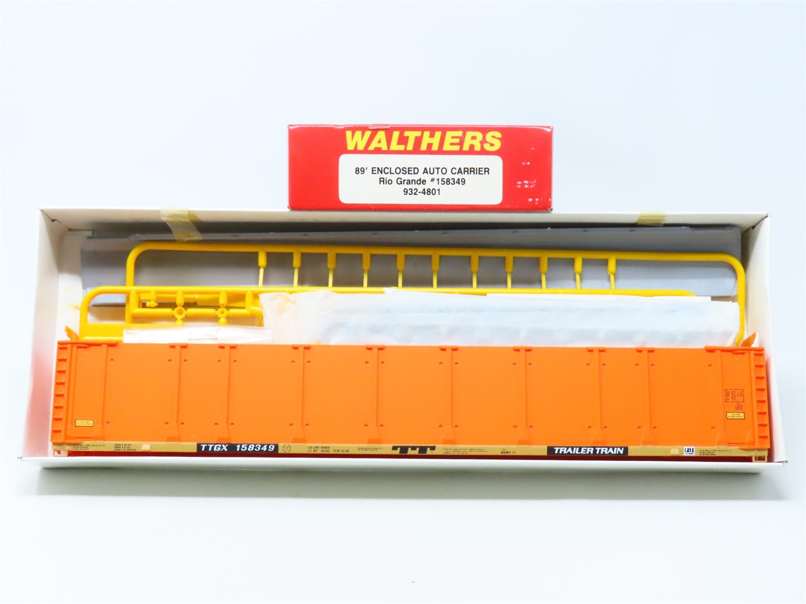 HO Scale Walthers Kit 932-4801 TTGX Rio Grande 89' Enclosed Auto Carrier #158349