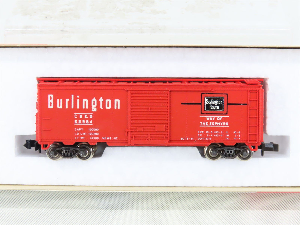 N Scale Con-Cor 1004 CB&amp;Q Burlington Route Single Door Box Car #62984