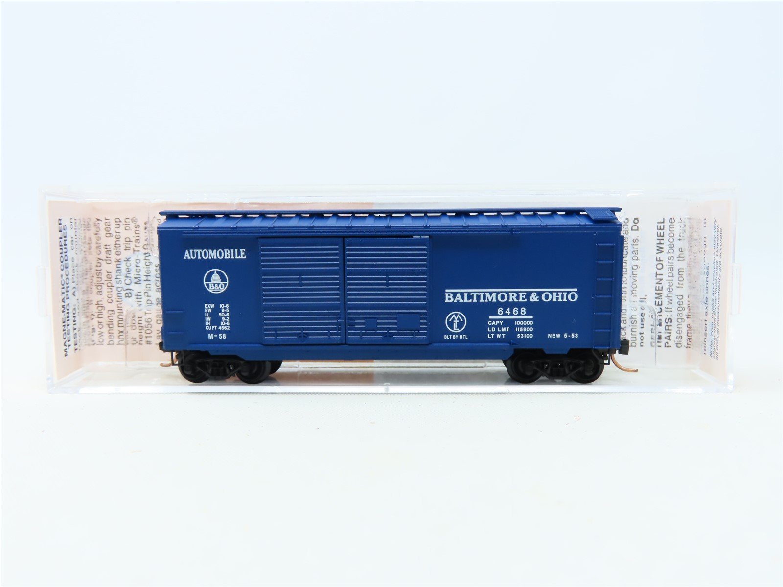 N Scale Micro-Trains MTL Lowell Smith 6468 B&O Baltimore & Ohio Boxcar #6468