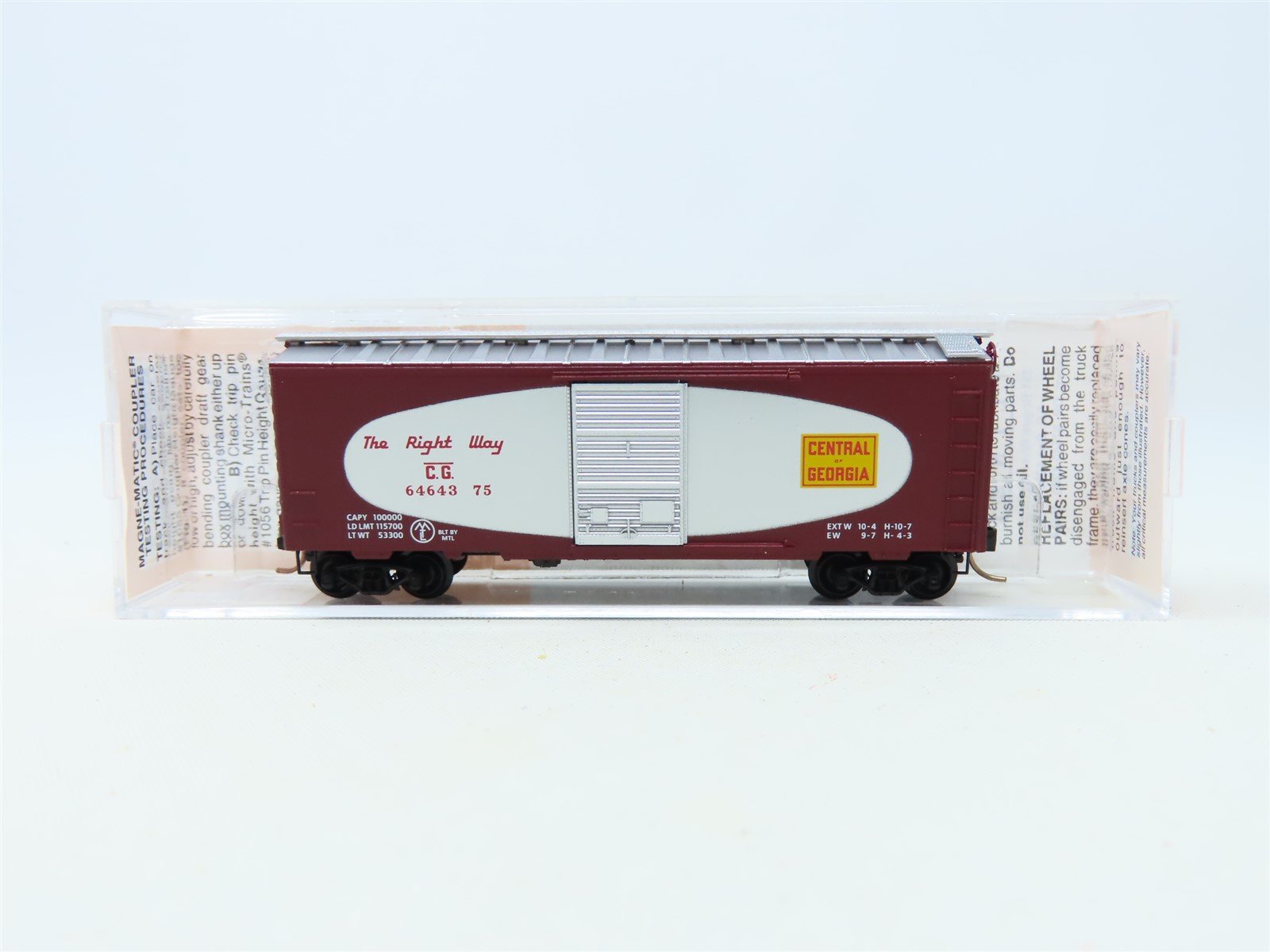 N Micro-Trains MTL Lowell Smith 6464-375 CG Central of Georgia Boxcar #6464375