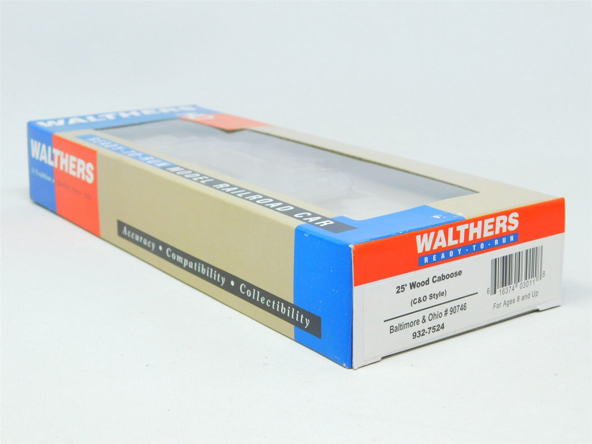 HO Walthers #932-7524 B&amp;O Baltimore &amp; Ohio (C&amp;O Style) 25&#39; Wood Caboose #90746