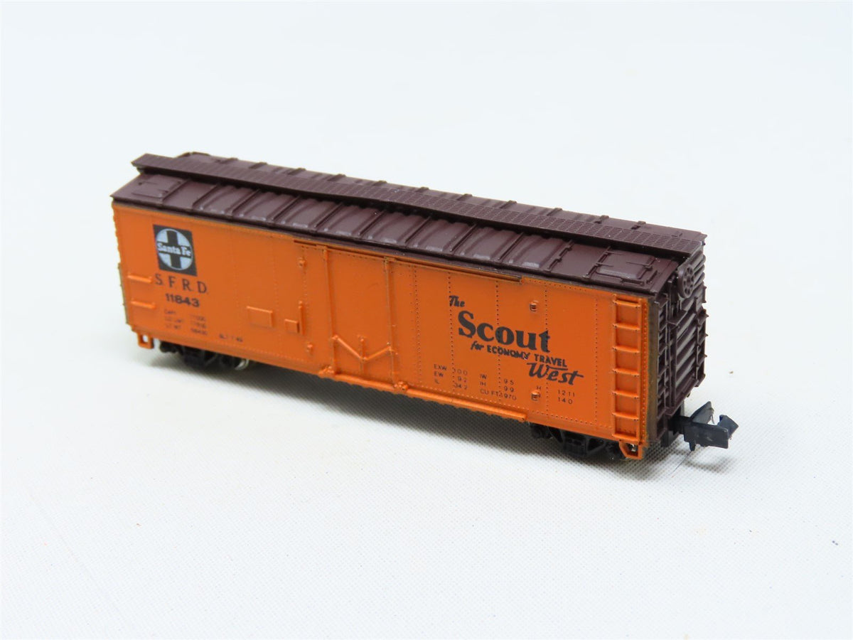N Scale Con-Cor 0001-01052A SFRD Santa Fe &#39;Scout&#39; 40&#39; Steel Reefer #11843