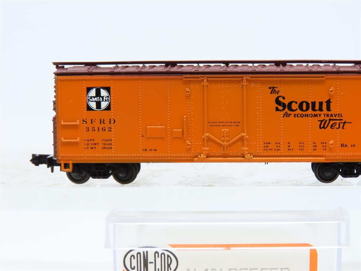 N Scale Con-Cor 001-008850 SFRD Santa Fe &#39;Scout&#39; 40&#39; Steel Reefer #35162