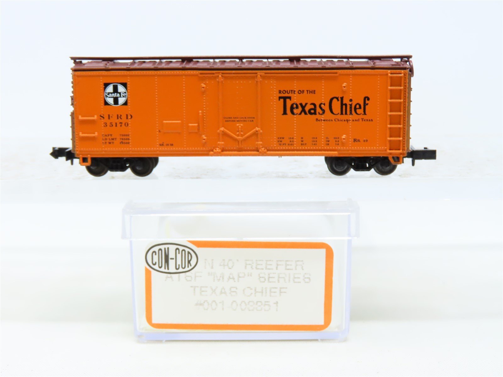 N Scale Con-Cor 001-008851 SFRD Santa Fe 'Texas Chief' 40' Steel Reefer #35170