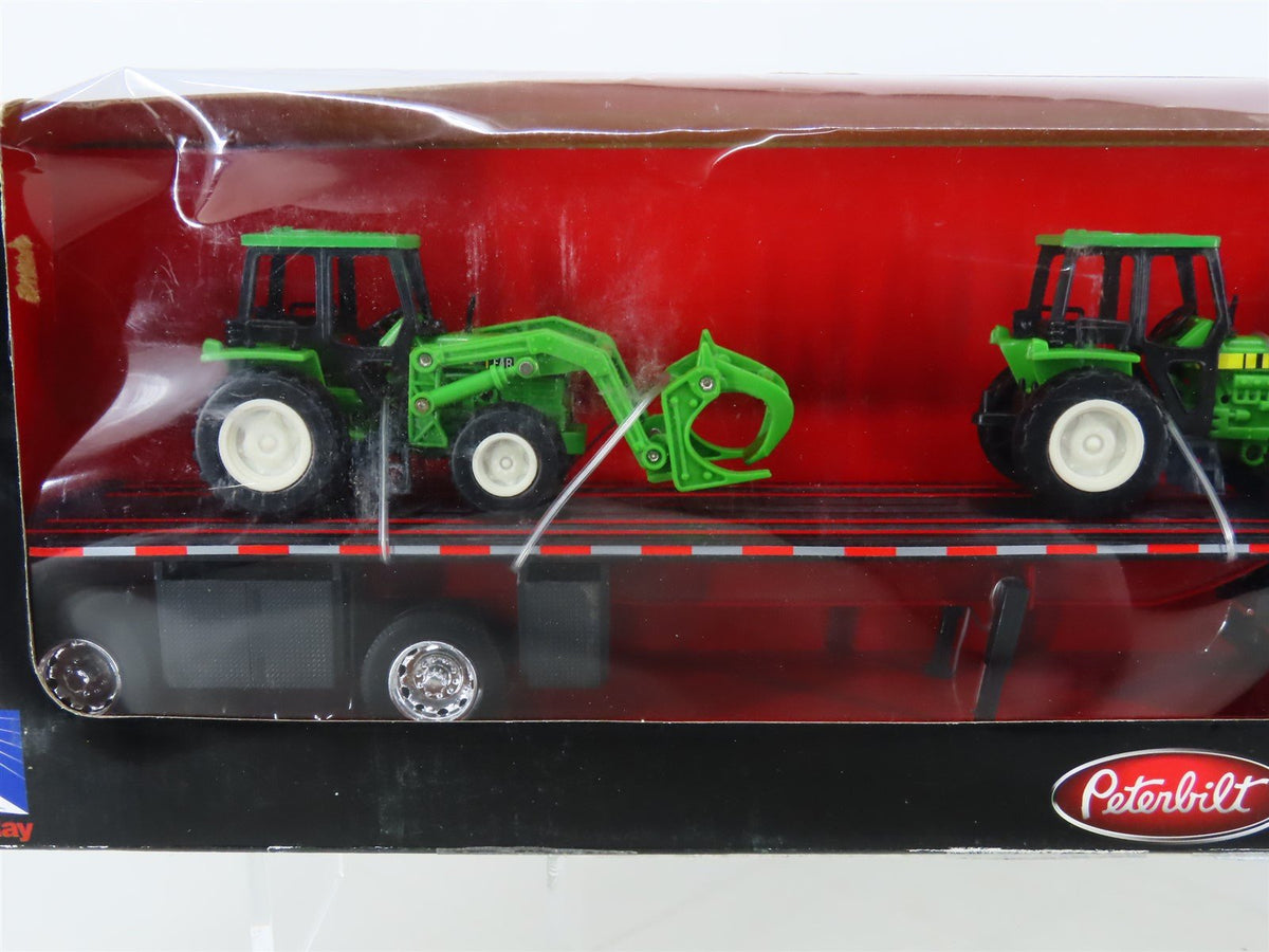 1:32 Scale New-Ray Toys #13983 Peterbilt Model 379 Long Hauler w/ Farm Tractors