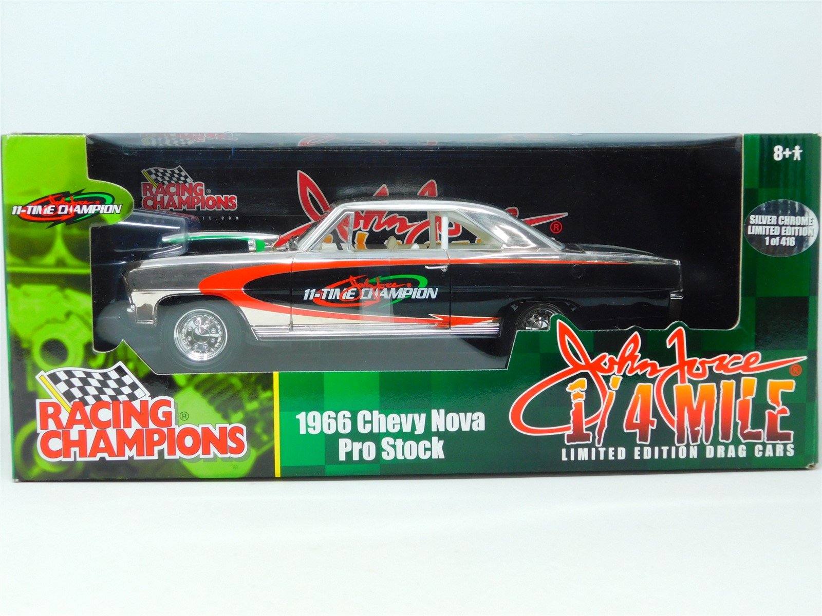 1:18 Scale Racing Champions John Force 1/4 Mile 77450 1966 Chevy Nova Pro Stock