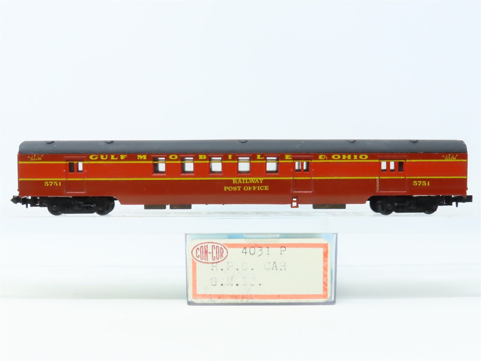 N Scale Con-Cor 4031P GM&O Gulf Mobile & Ohio RPO Passenger #5751