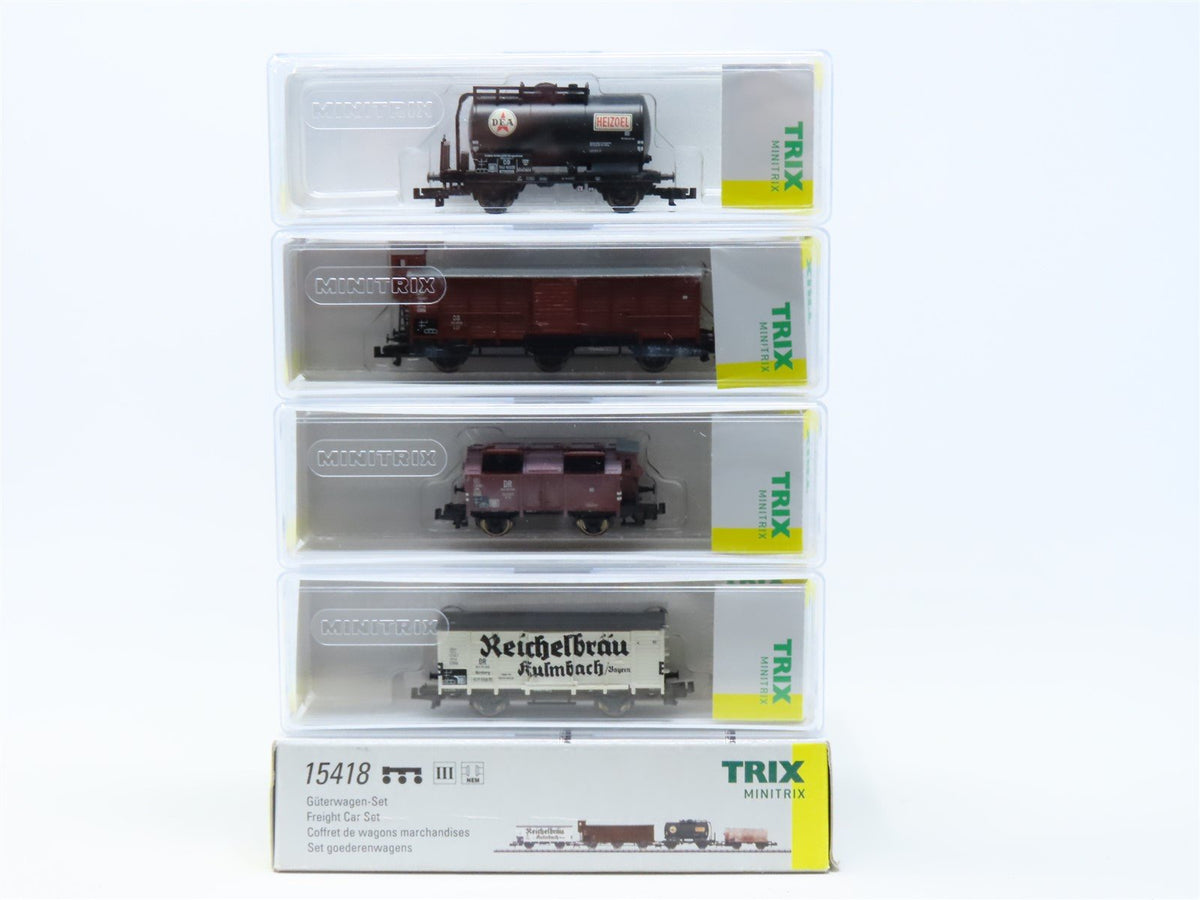 N Scale Minitrix 15418 DB/DR German Era III Freight Cars 4-Pack