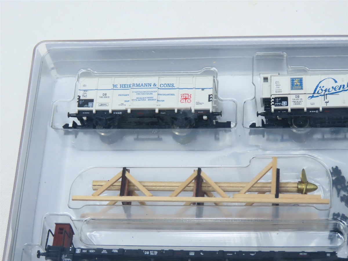 N Scale Minitrix 15094 DB German &quot;Ships Equipment&quot; 4-Car Freight Set w/Vehicles