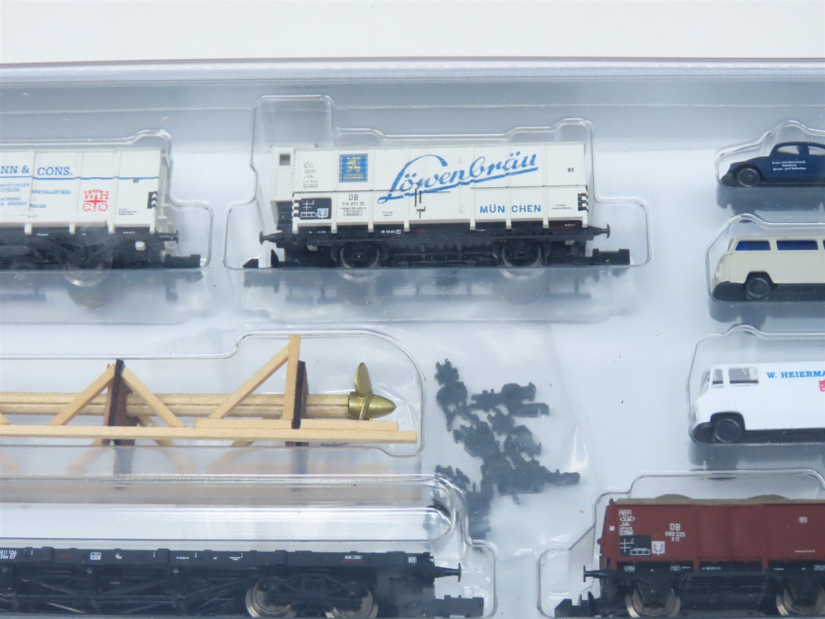 N Scale Minitrix 15094 DB German &quot;Ships Equipment&quot; 4-Car Freight Set w/Vehicles