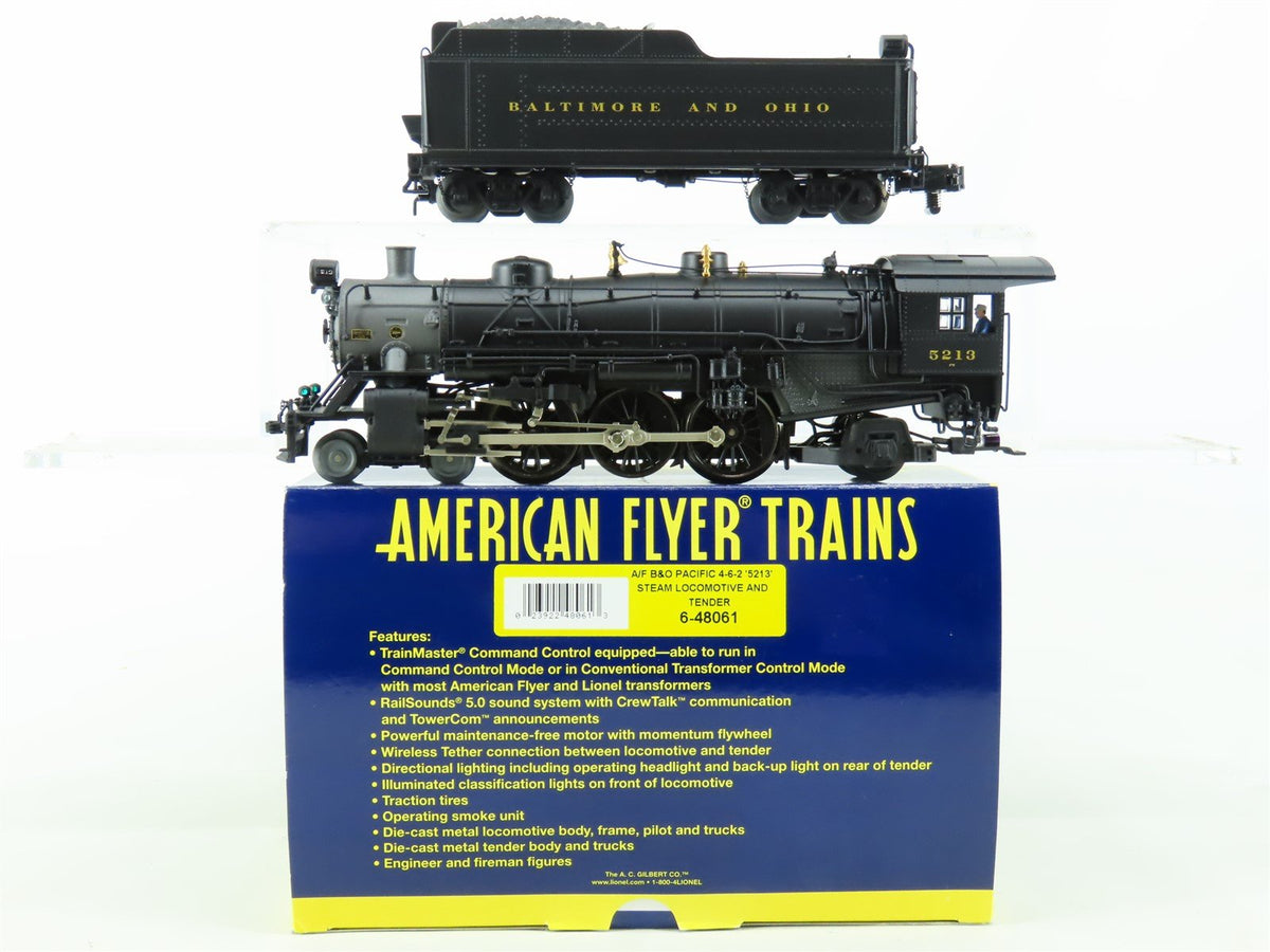 S Lionel American Flyer 6-48061 B&amp;O 4-6-2 Pacific Steam #5213 w/RailSounds 5.0